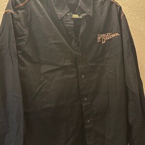 Harley Davidson Men's Long Sleeve Embroidered Black Shirt Size Large